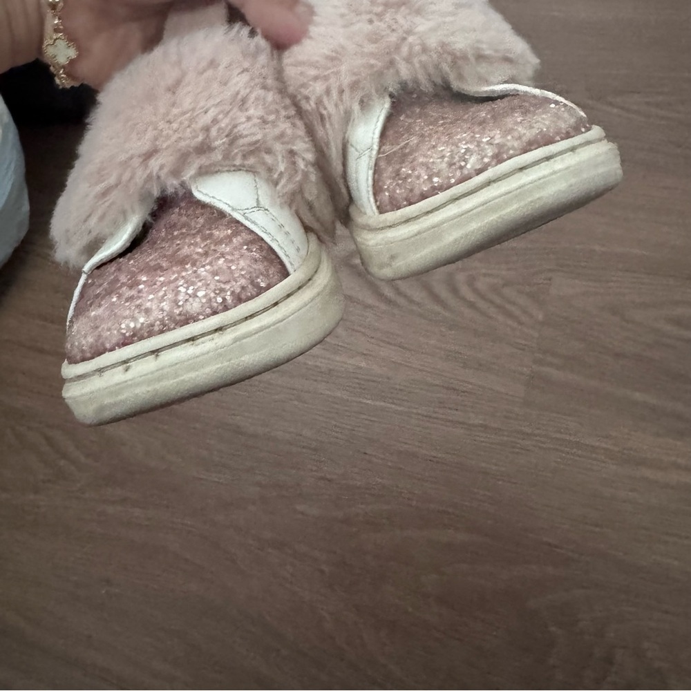 Monnalisa Pink Faux-Fur Glitter Kids Sneakers size 26 - Picture 10 of 13